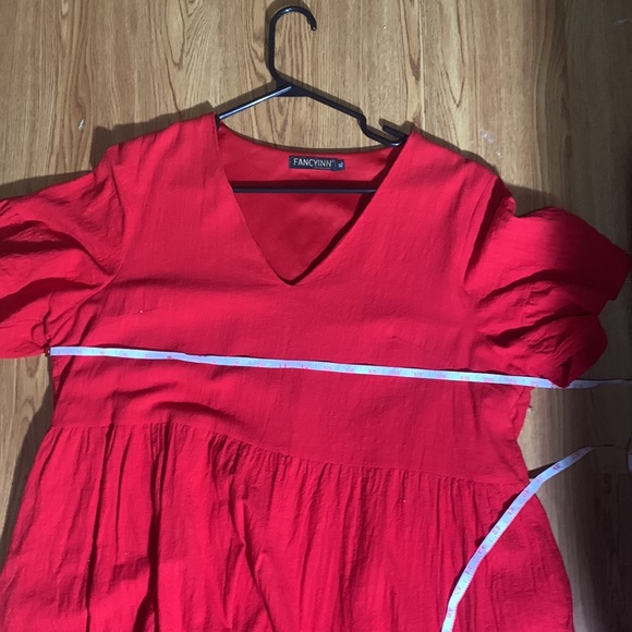 Red Flowey Peplum Sleeve Midi Dress WITH POCKETS - Picture 12 of 15